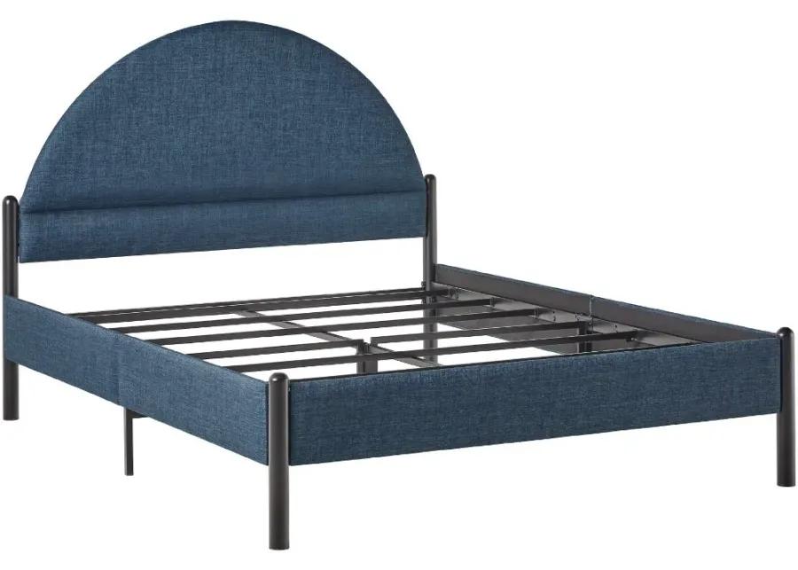 Gastonia Queen Blue Upholstered Bed with Arched Headboard