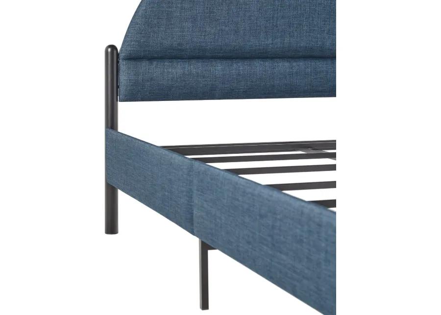 Gastonia Queen Blue Upholstered Bed with Arched Headboard