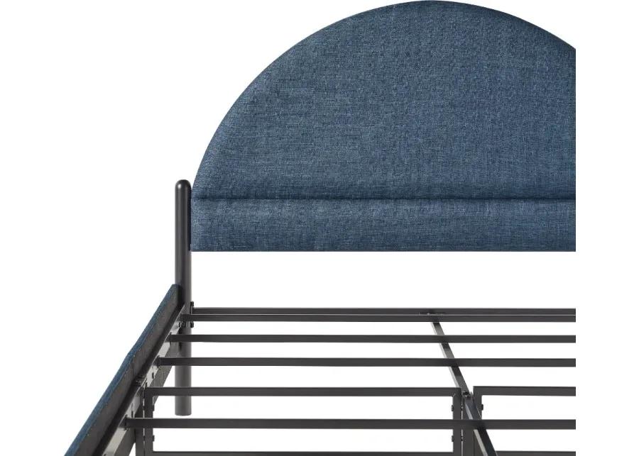 Gastonia Queen Blue Upholstered Bed with Arched Headboard