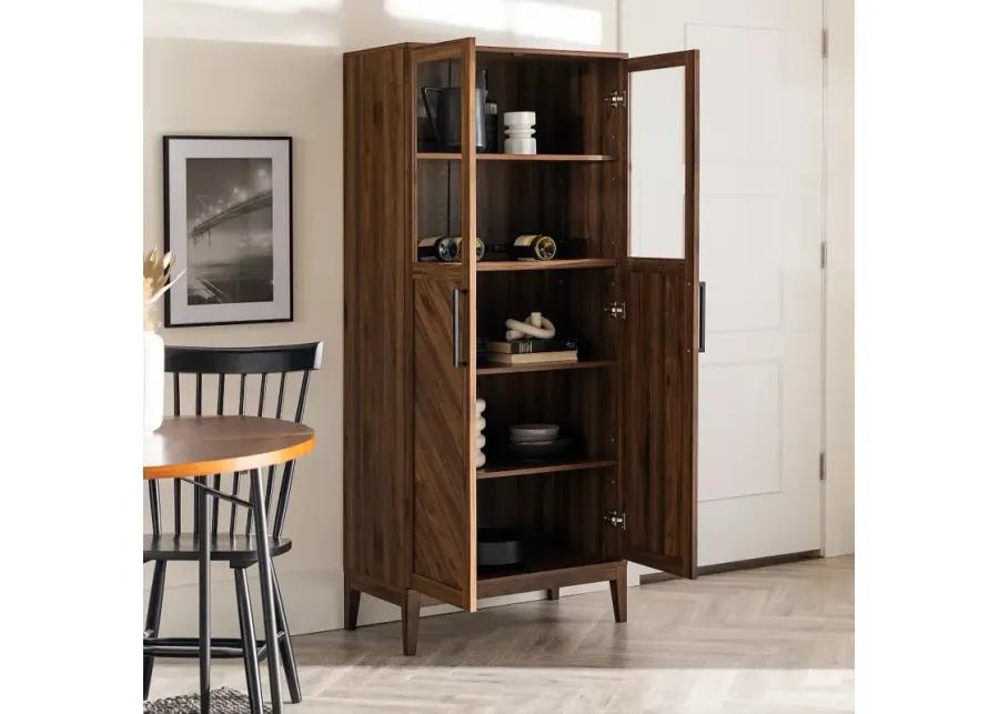 Logan 68" Walnut Chevron Storage Cabinet