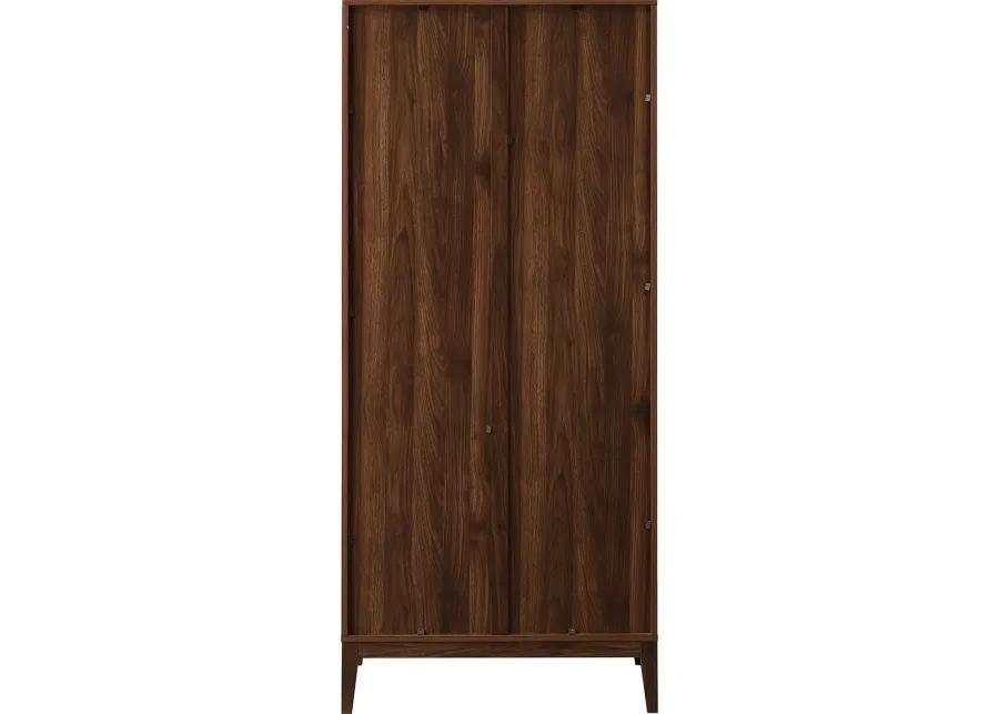 Logan 68" Walnut Chevron Storage Cabinet