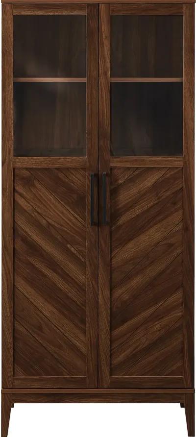 Logan 68" Walnut Chevron Storage Cabinet