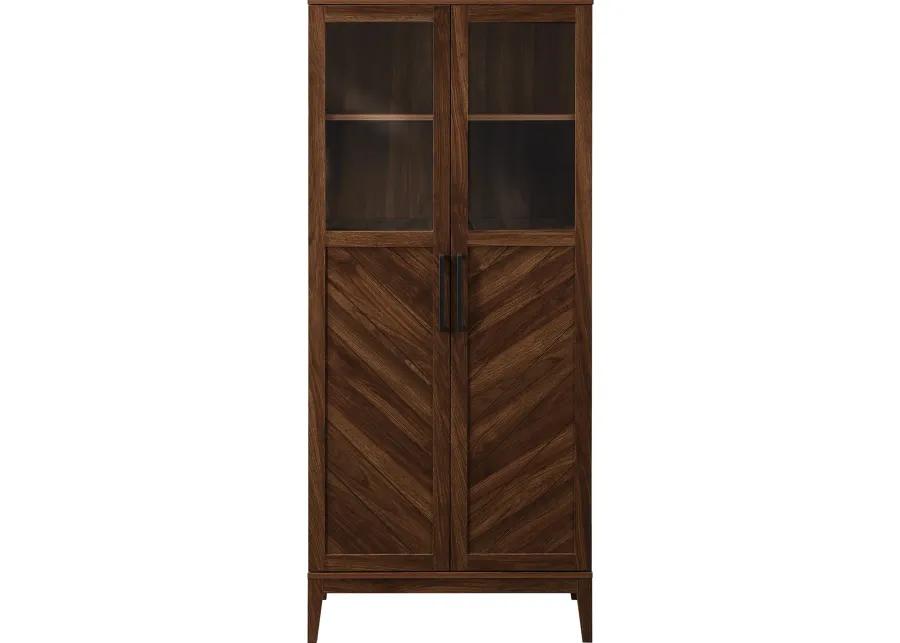 Logan 68" Walnut Chevron Storage Cabinet