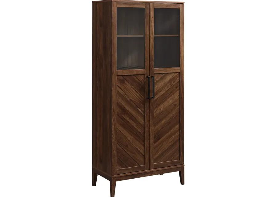 Logan 68" Walnut Chevron Storage Cabinet