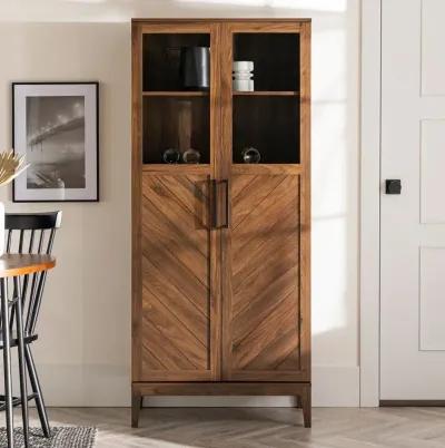 Logan 68" Walnut Chevron Storage Cabinet