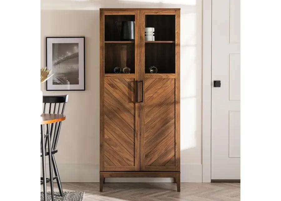 Logan 68" Walnut Chevron Storage Cabinet