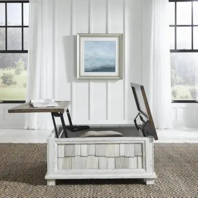 River Place White and Brown Lift Coffee Table