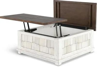 River Place White and Brown Lift Coffee Table