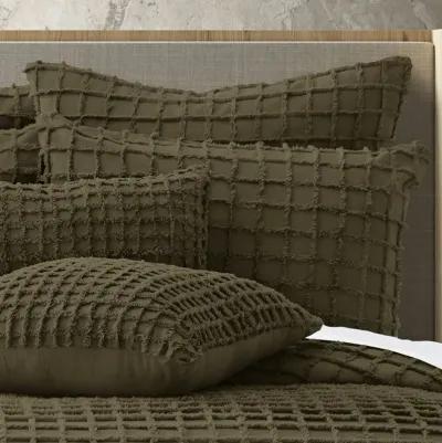 J. Queen Modern Cameron Olive King 3-Piece Duvet Set