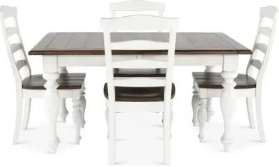 Pasadena White and Brown 5 Piece Dining Set