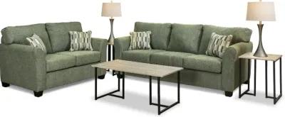 Wall St. Green 7 Piece Living Room Set