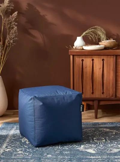 Gamma Blue Cube Ottoman Pouf