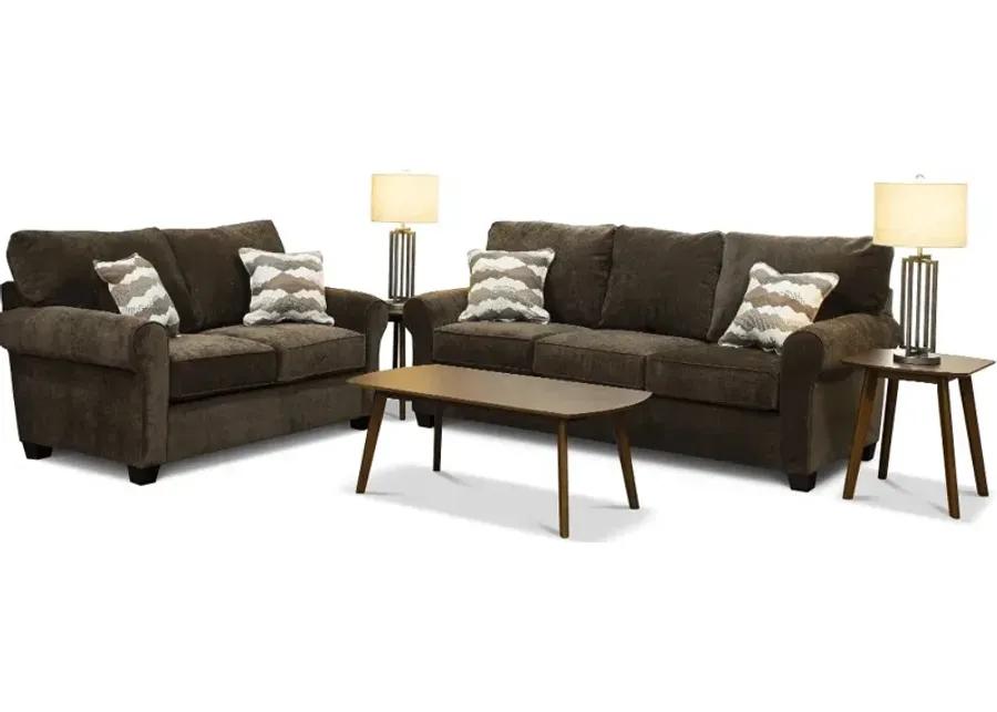 Seaside Brown 7 Piece Living Room Set with Sofa Bed