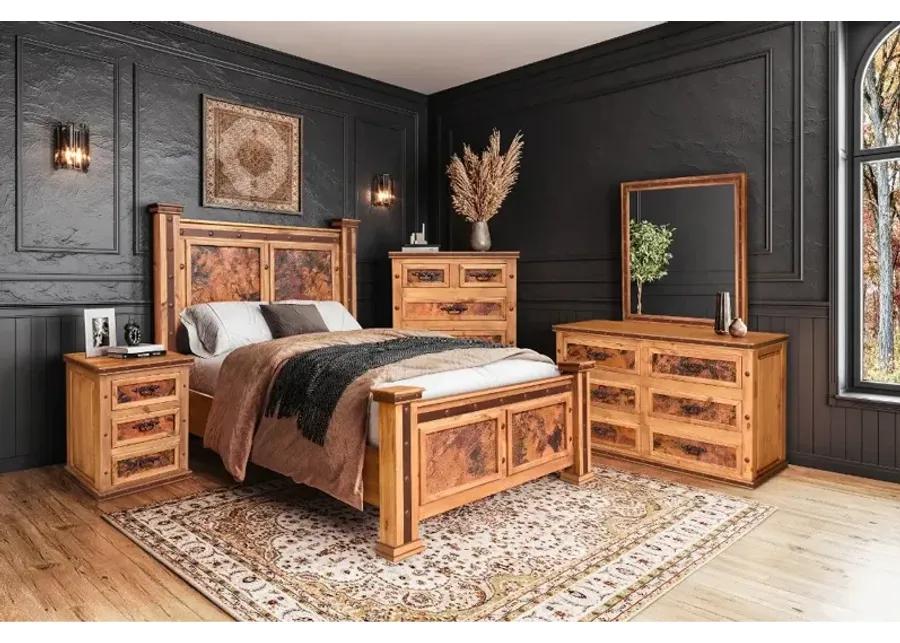 Santa Clara Natural Pine and Copper Queen Bed