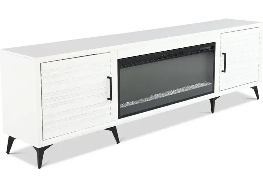 Malibu White 95" Fireplace TV Stand