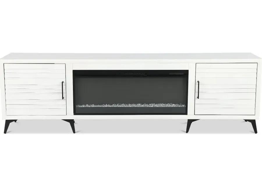 Malibu White 95" Fireplace TV Stand