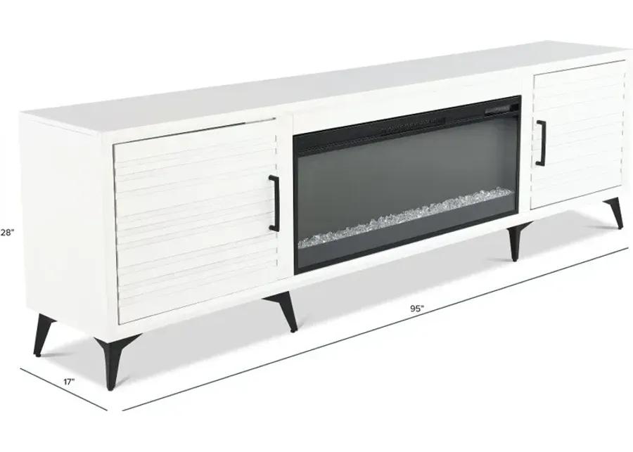 Malibu White 95" Fireplace TV Stand