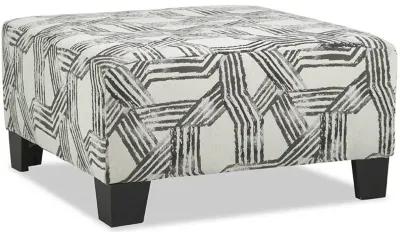 Fandango Slate Gray and White Ottoman