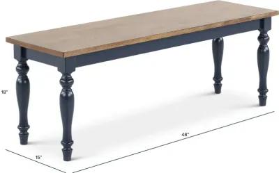 Carmen Oak and Blue Dining Bench