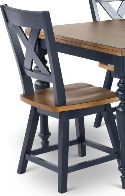 Carmen Oak and Blue 5 Piece Dining Set