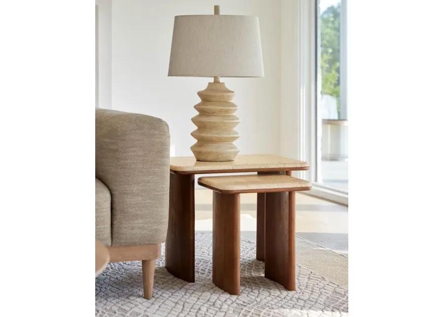 Aluna Wood and Stone Nesting End Tables