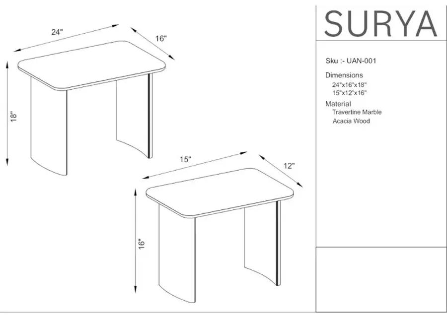 Aluna Wood and Stone Nesting End Tables