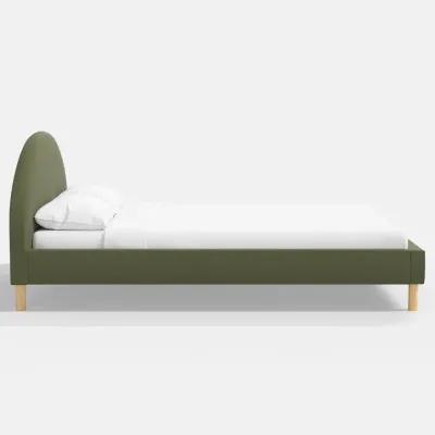 Armour Olive Velvet Platform Full Bed