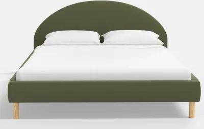 Armour Olive Velvet Platform Full Bed