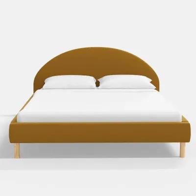 Armour Copper Velvet Platform Queen Bed