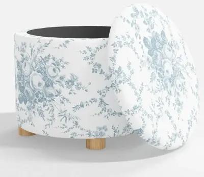 Bria Corsage Dusty Blue Storage Ottoman