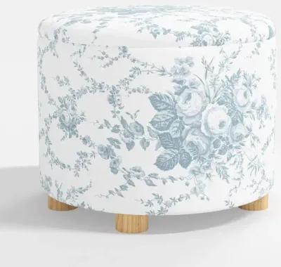 Bria Corsage Dusty Blue Storage Ottoman