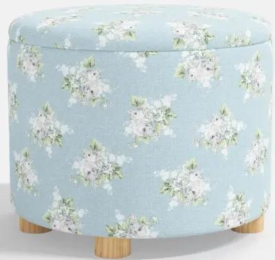 Bria Petite Bouquet Blue Storage Ottoman