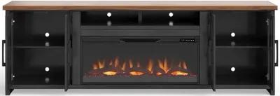 Essex Black and Whiskey Brown 96" Fireplace TV Stand