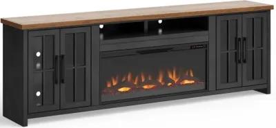 Essex Black and Whiskey Brown 96" Fireplace TV Stand