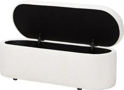 Lavina Modern White Boucle Storage Bench