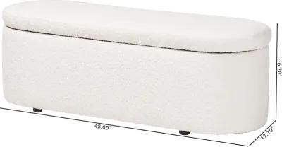 Lavina Modern White Boucle Storage Bench