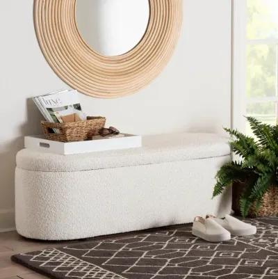 Lavina Modern White Boucle Storage Bench