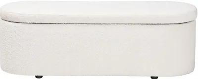 Lavina Modern White Boucle Storage Bench