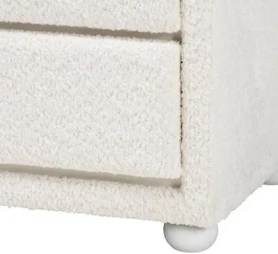 Lavina White Boucle 2-Drawer Nightstand