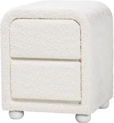 Lavina White Boucle 2-Drawer Nightstand