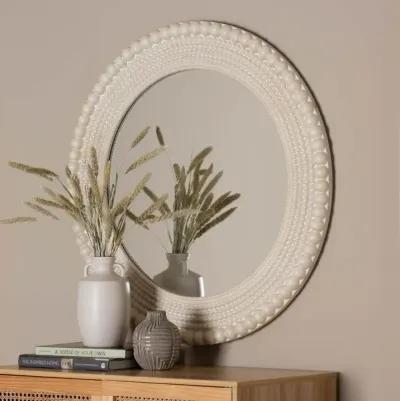 Grazia Pearl White Round Accent Mirror