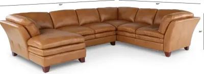 Sierra Camel Brown Leather 3-Piece Sectional