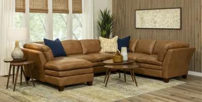 Sierra Camel Brown Leather 3-Piece Sectional