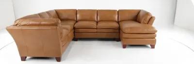 Sierra Camel Brown Leather 3-Piece Sectional