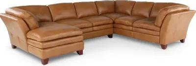 Sierra Camel Brown Leather 3-Piece Sectional