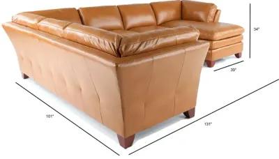 Sierra Camel Brown Leather 3 Piece Sectional