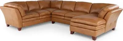 Sierra Camel Brown Leather 3 Piece Sectional