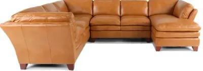 Sierra Camel Brown Leather 3 Piece Sectional