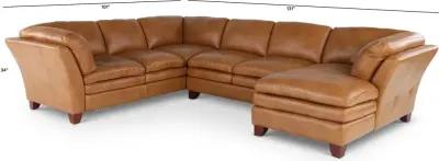 Sierra Camel Brown Leather 3 Piece Sectional