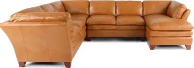 Sierra Camel Brown Leather 3 Piece Sectional